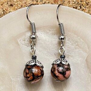 Rhodonite Drop Earrings | Handmade